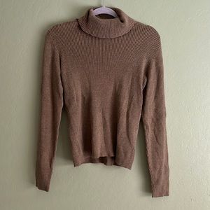 Beige Ribbed Turtleneck Sweater